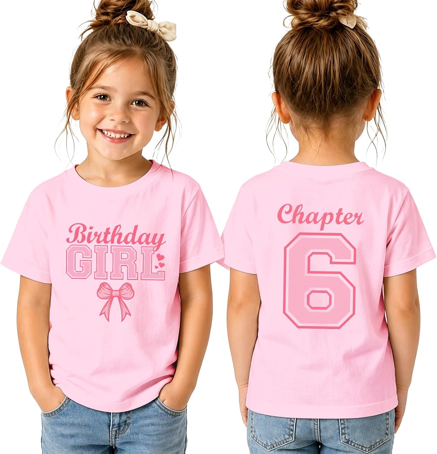 Chapter 6 7 8 9 Bow Birthday Girl Shirts 6th 7th 8th 9th B-Day Tee