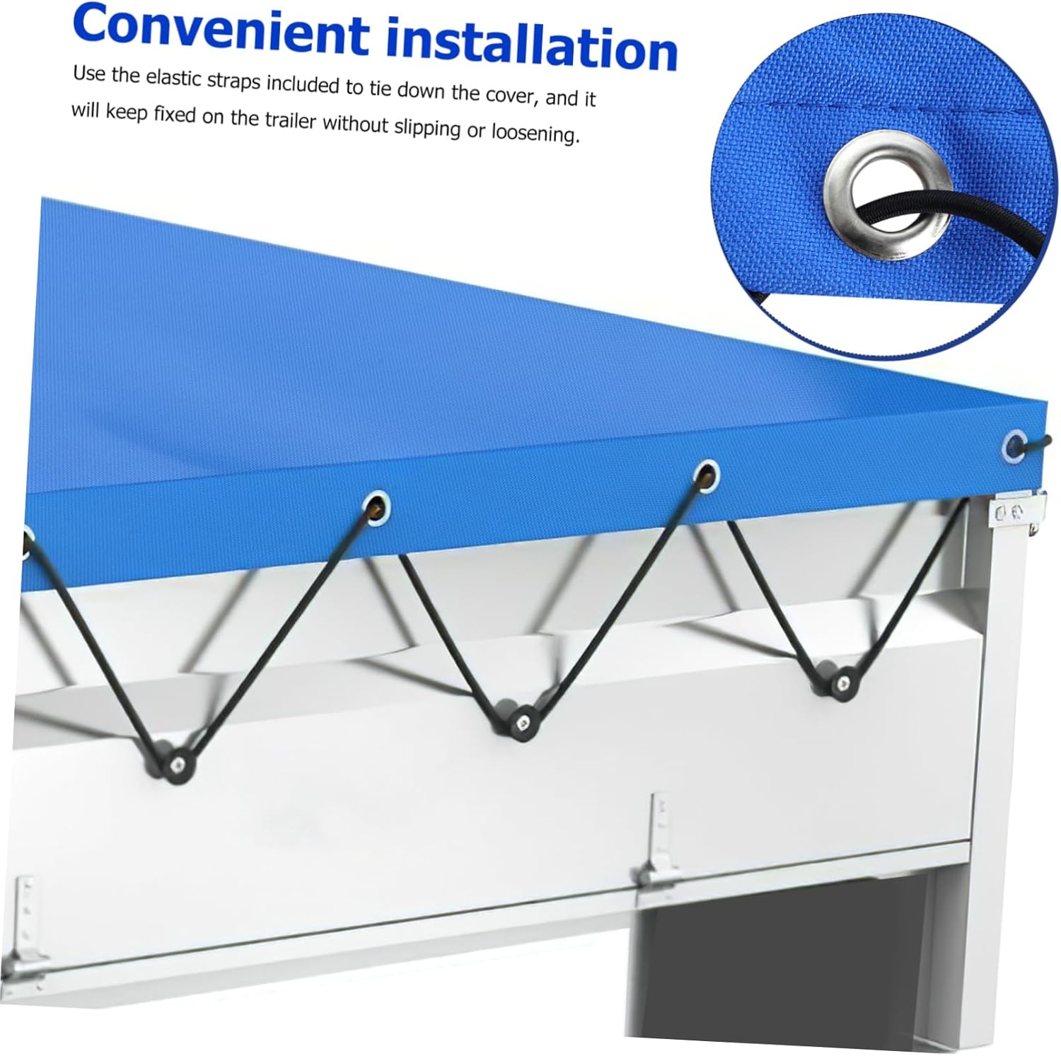 ABOOFAN 600D Trailer Cover Rubber Rope 210x115x9cm Windproof and Rainproof Tarp for RV Camping and Cargo Protection