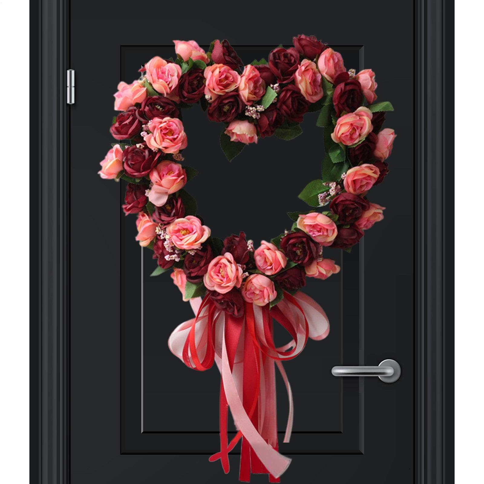Couronne de Saint-Valentin artificielle fleurie pour porte et suspension de mariage