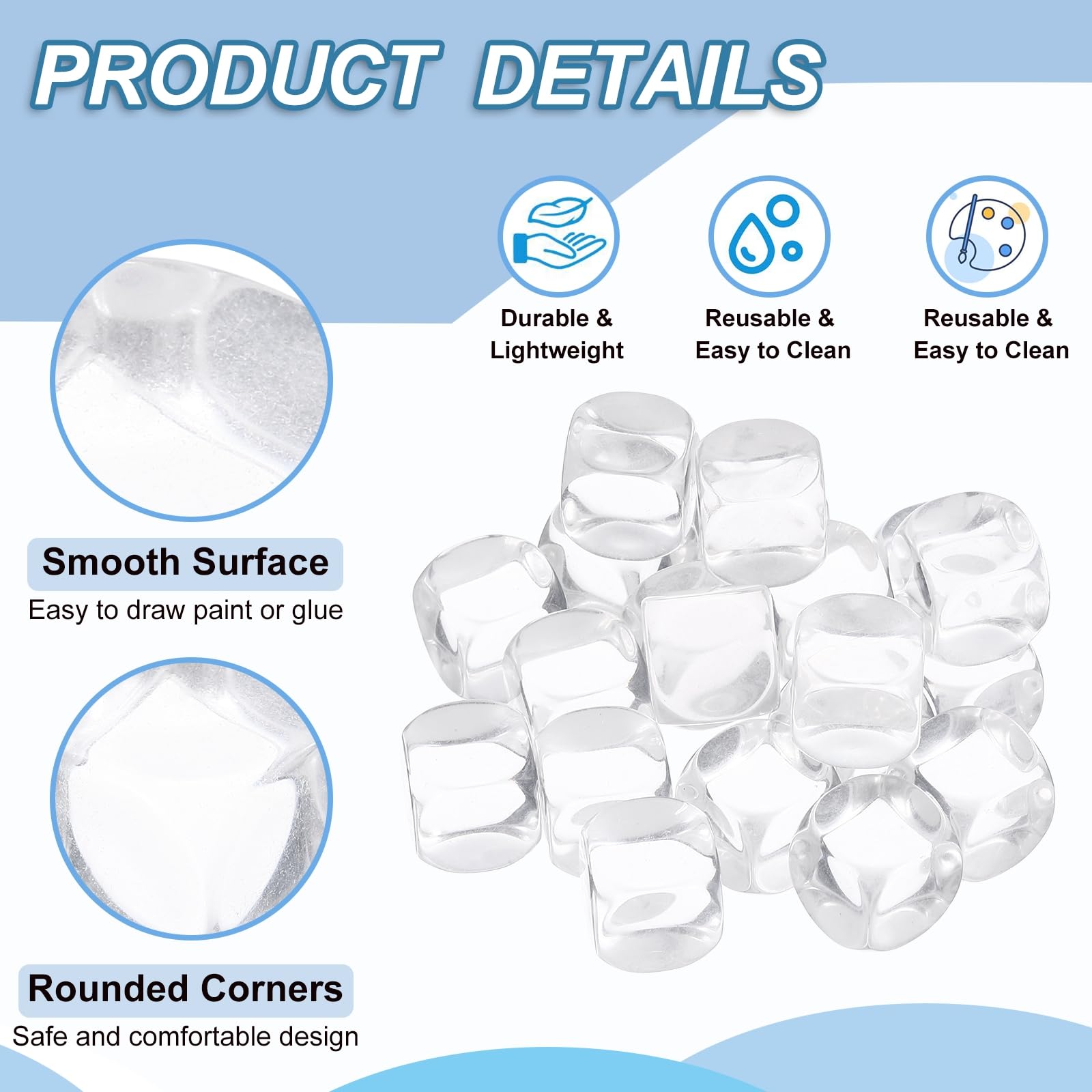 PATIKIL 16mm Clear Acrylic Dice Blank - Image 3