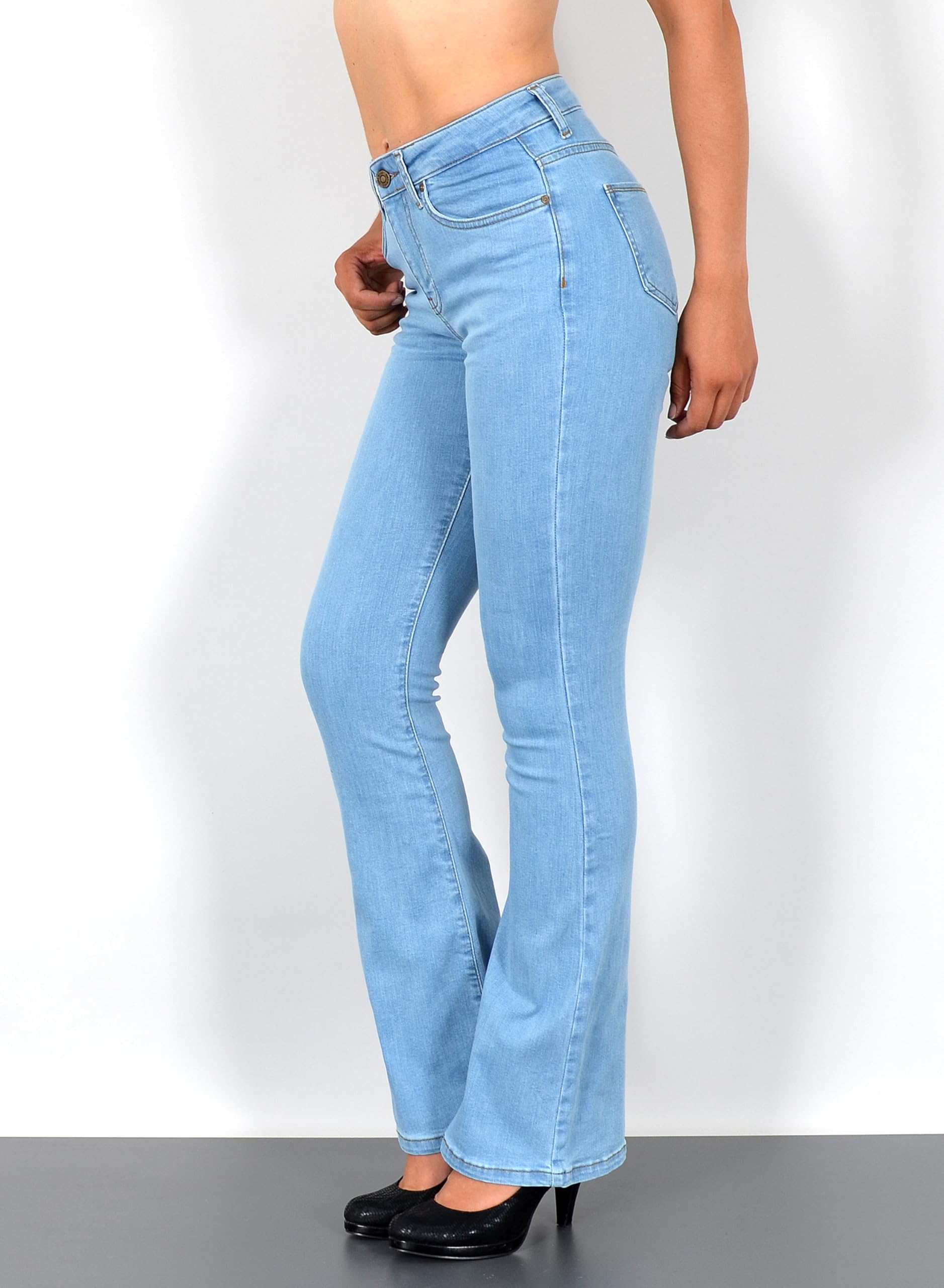 ESRA Bootcut Jeans Damen High Waist Wide Leg Jeans Damen Stretch