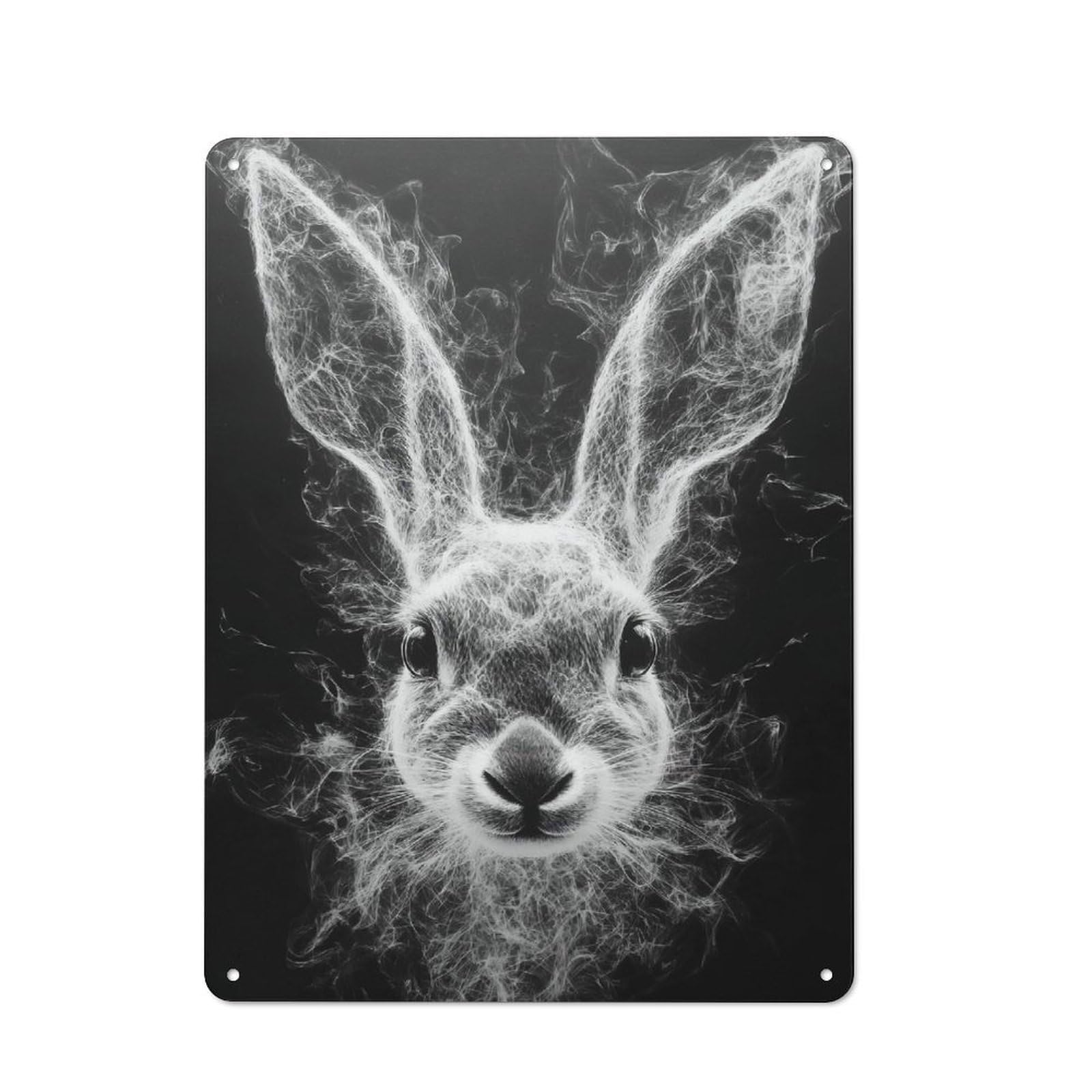 Junmoney Style-10 Metal Plaque 40X30cm With Abstract Rabbit Portrait For Pub Or Café, Vintage Decor, For Vintage Wall Decor Fans, For Metal Sign Collectors