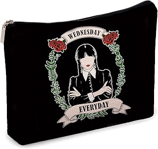Addams Movie MakeUp Bag, Addams Wednesday Fans Gift Cosmetic Bag, Addams Movie Merchandise For Women Girls (Black Wednesday Makeup Bag) 8M001