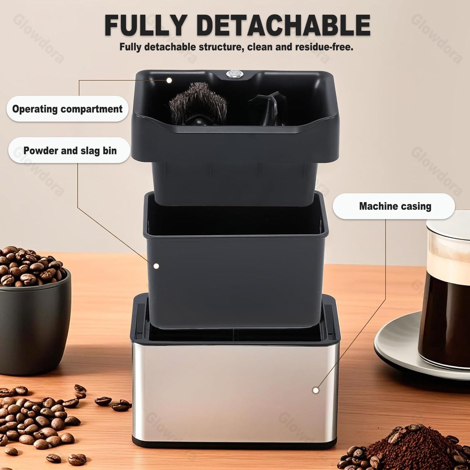 Limpiador De Portafiltros Eléctrico, Limpiador Automático De Posos De Café con 2 Raspadores Y 2 Cabezal De Cepillo Black