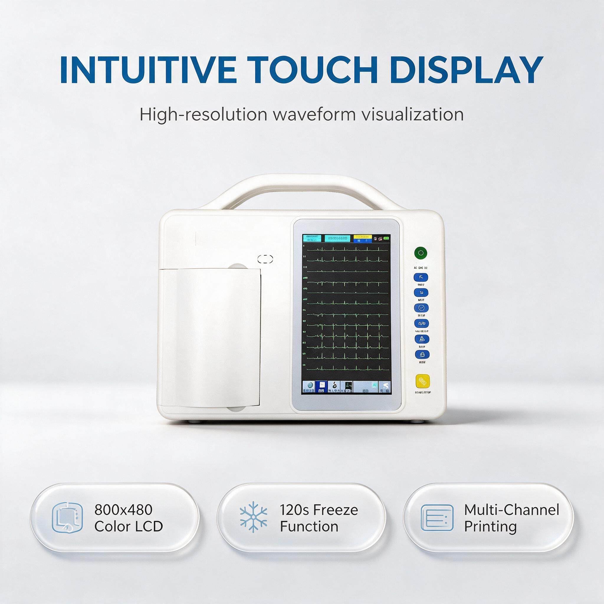 Moniteur Ecg Portable à 3 Canaux, Moniteur Dynamique à 12 Dérivations
