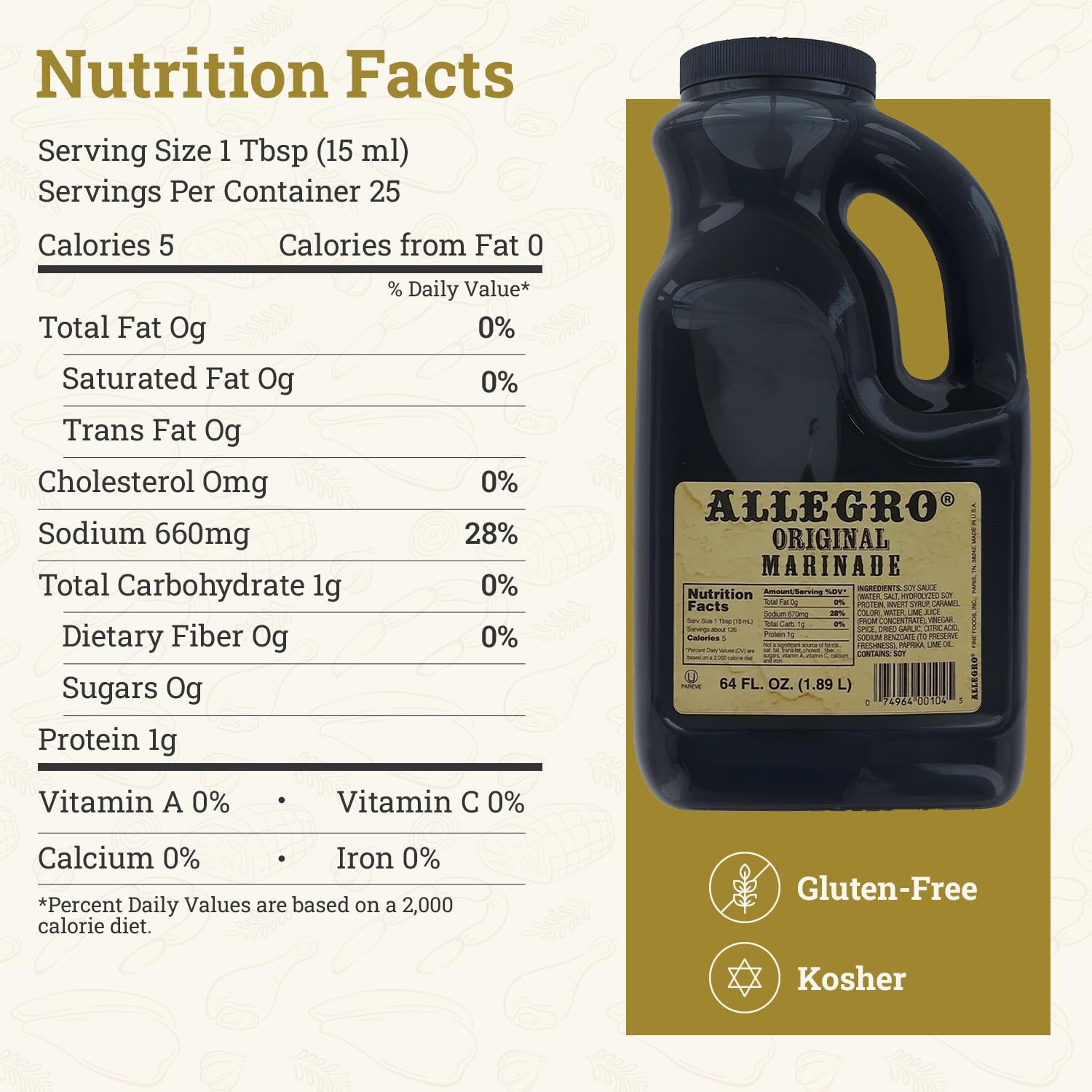 ALLEGRO - The Marinate Everything Marinades | Perfect Marinades for Meat & Veggies | Marinade for Grilling, Roasting & Cooking | Kosher & Gluten Free | 64 Oz (Pack of 1) - Original