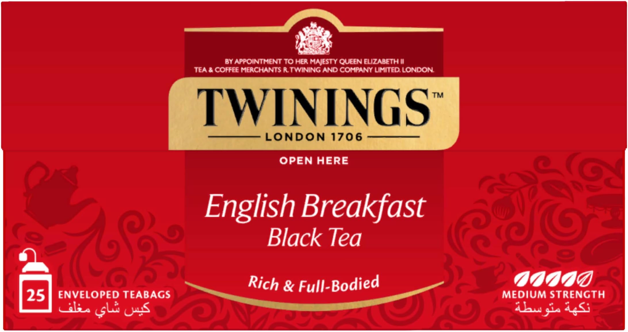 English Breakfast Black Tea, Individual Tea Bags, Traditional Luxury Tea Blend with Strong Well Rounded Flavour, 25 Tea Bags
