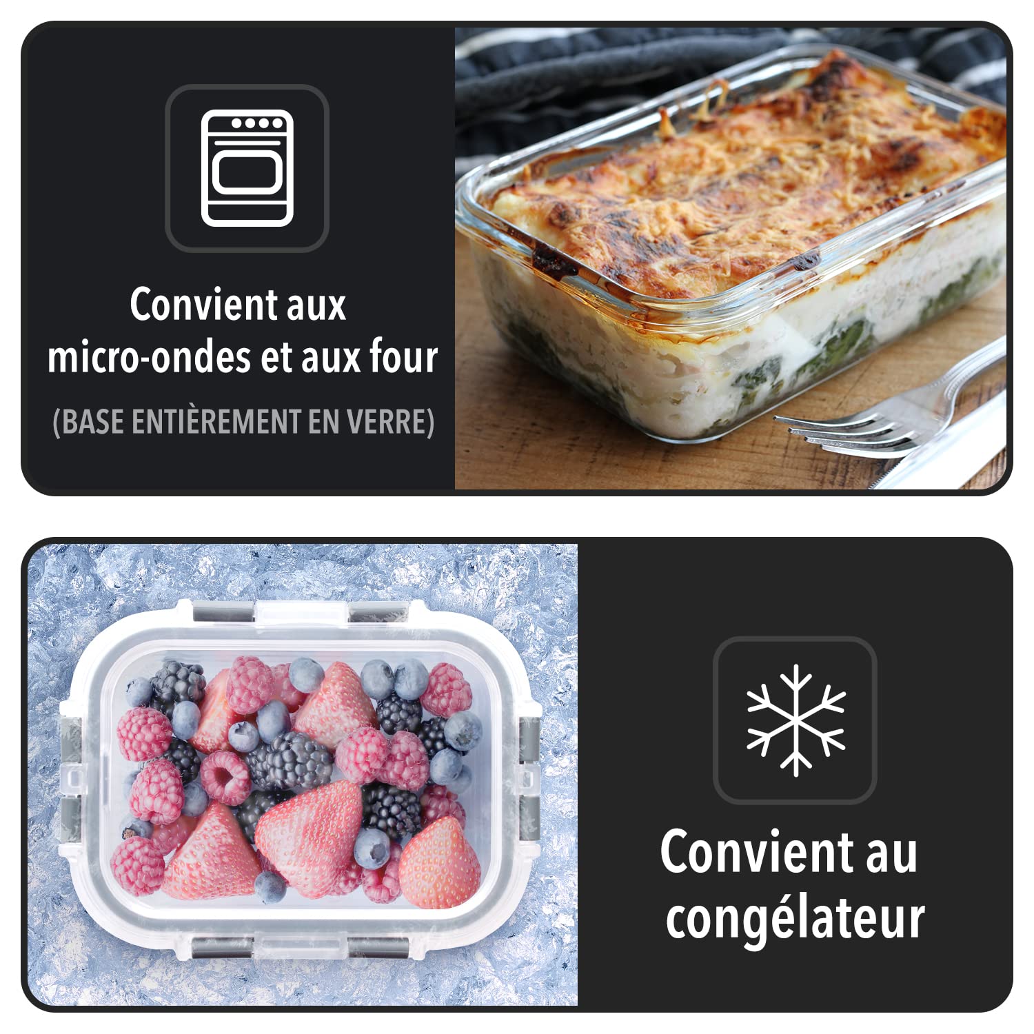 Lot de 10 Boites Repas - Boites de Conservation Alimentaire Idéales pour Préparer des Repas Sains - Boites en Verre Hermétiques sans BPA - 10 Boites Alimentaires et 10 Couvercles Étanches