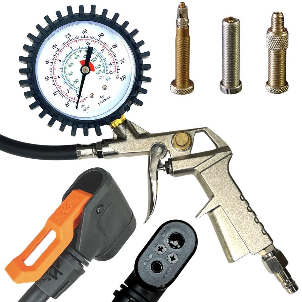 Compresseur à air comprimé pour vélo avec tête de pompe SKS pour voiture/SV/BLitz DV Raccord manomètre Pompe pour vélo de route, VTT, vélo électrique