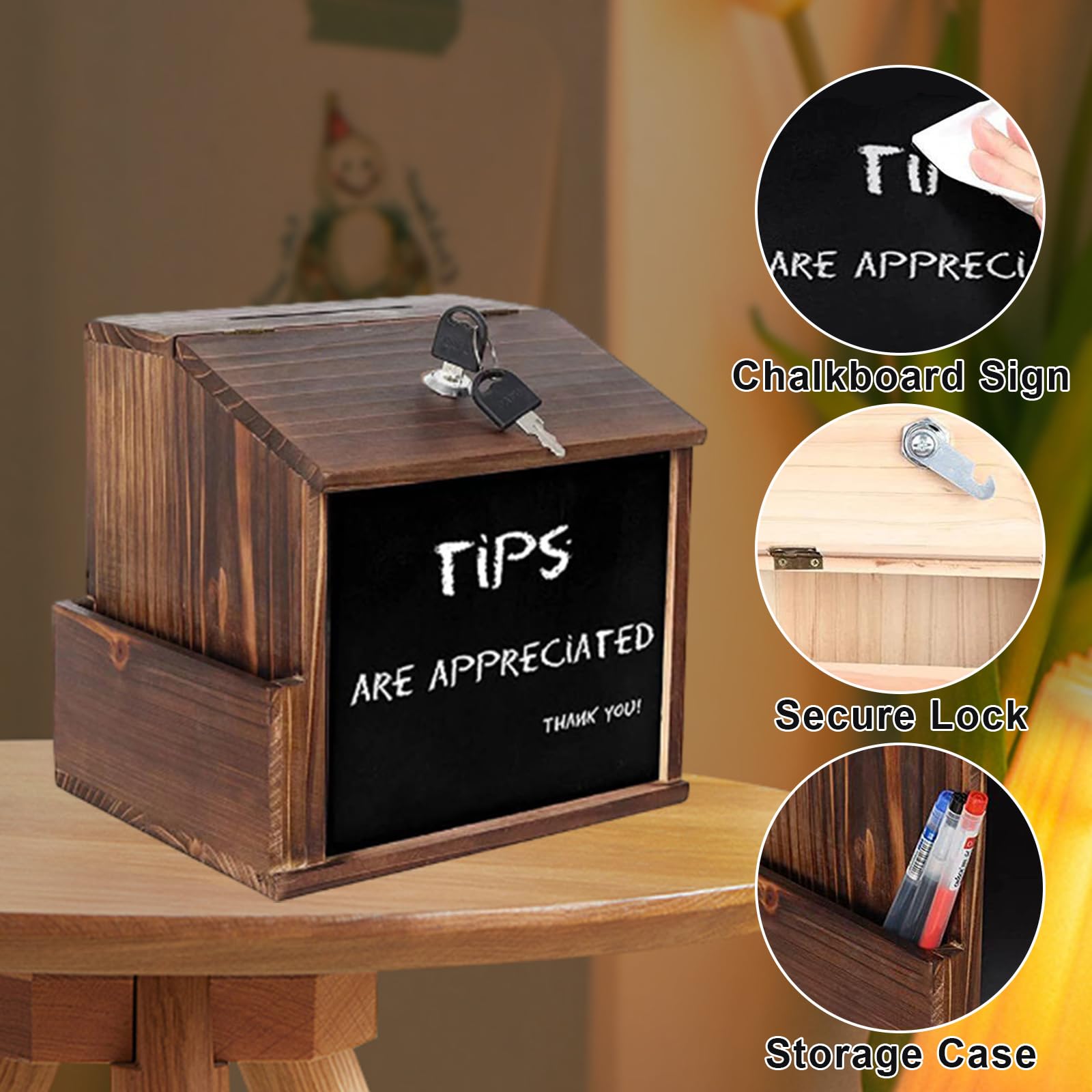 Urna In Legno Per Voti E Donazioni – Con Serratura, Inserti In Acrilico, 23x20x16 Cm – Per Elezioni, Raccolte Fondi, Suggerimenti