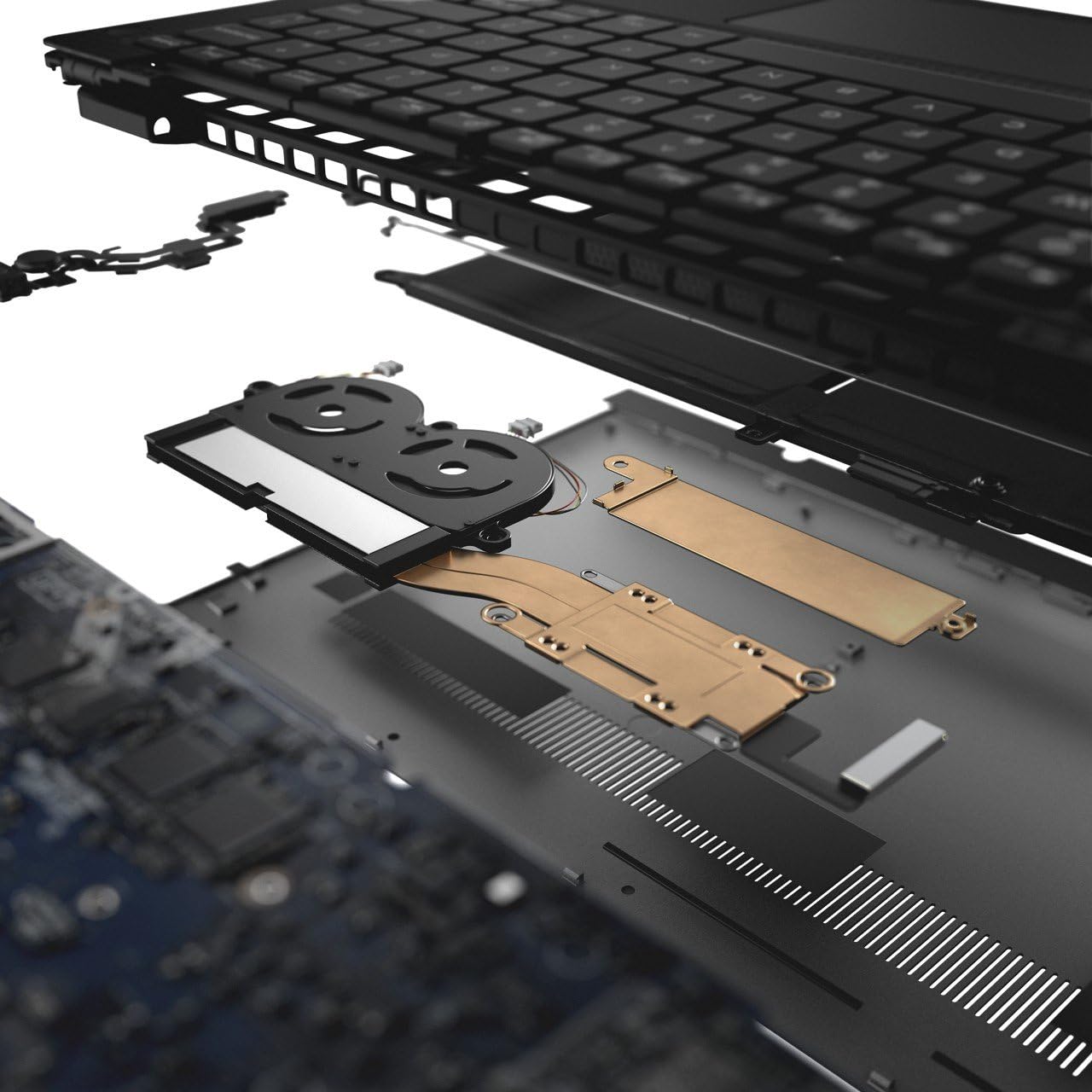 Выбухнуў view of Dell XPS 13 9370 internal components