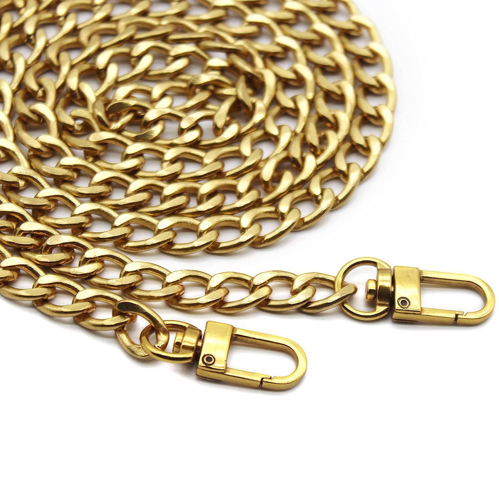 Anvin47'' Flat Chain Strap DIY Iron Handbag Chains Replacement Purse Straps Shoulder Crossbody Wallet Chain with Metal Buckles for Belt Bag Clutch Pouch(Sturdy with Big Chain Links Weight Only 135g)