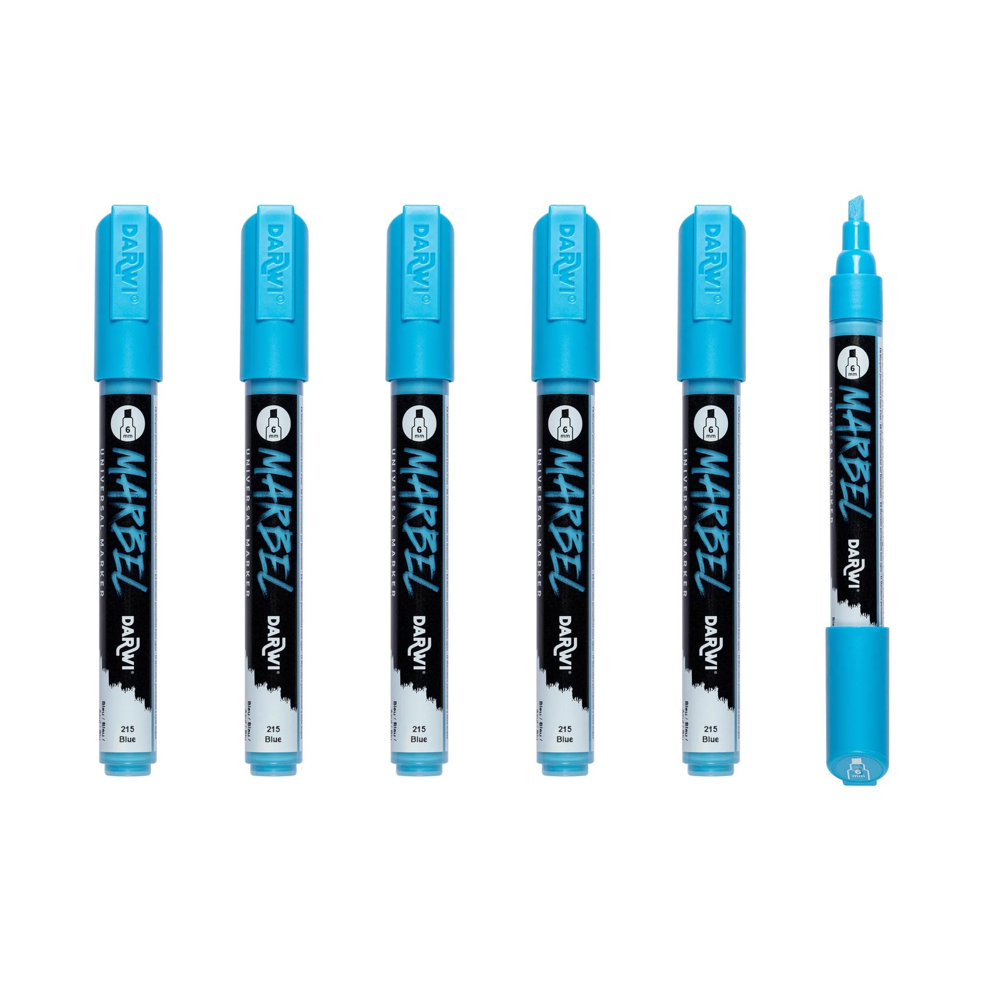 MARBEL - DA0226006215Cpack - Set of 6 Universal Markers with Medium 6mm Blue Tip No. 215 - Creative and Leisure DIY Accessories - for Drawings and Painting
