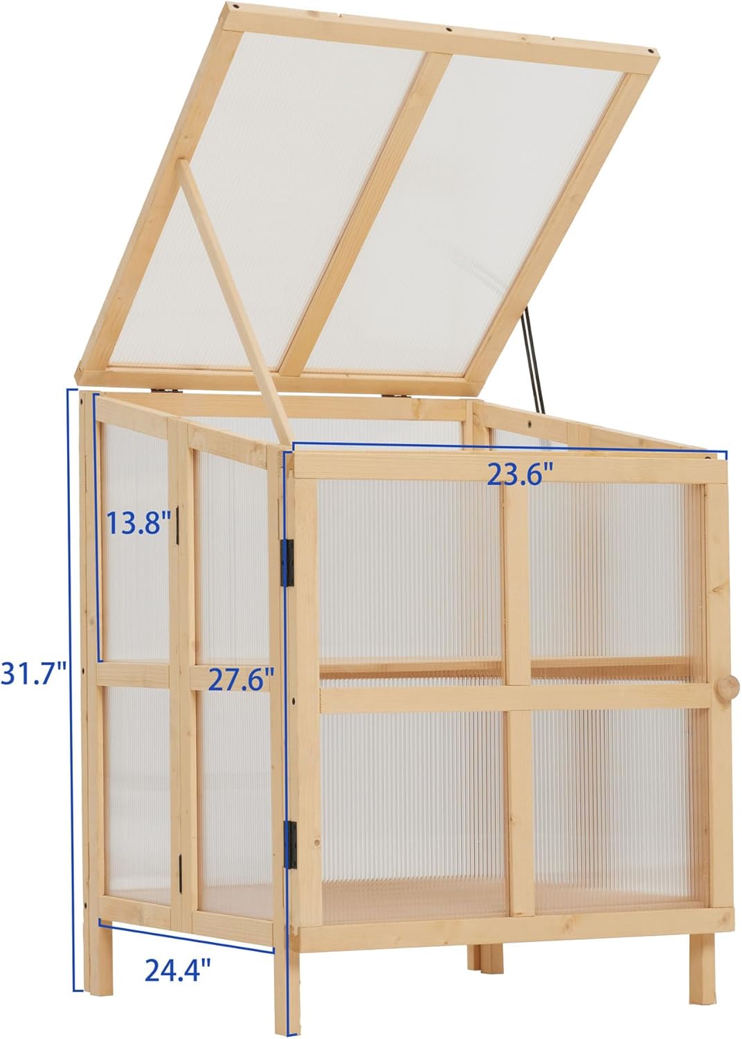 2 Tier Foldable Greenhouse Cabinet, Portable Wooden Garden Cold Frame Raised Planter Box with Shelves, Cold Frames for Gardening