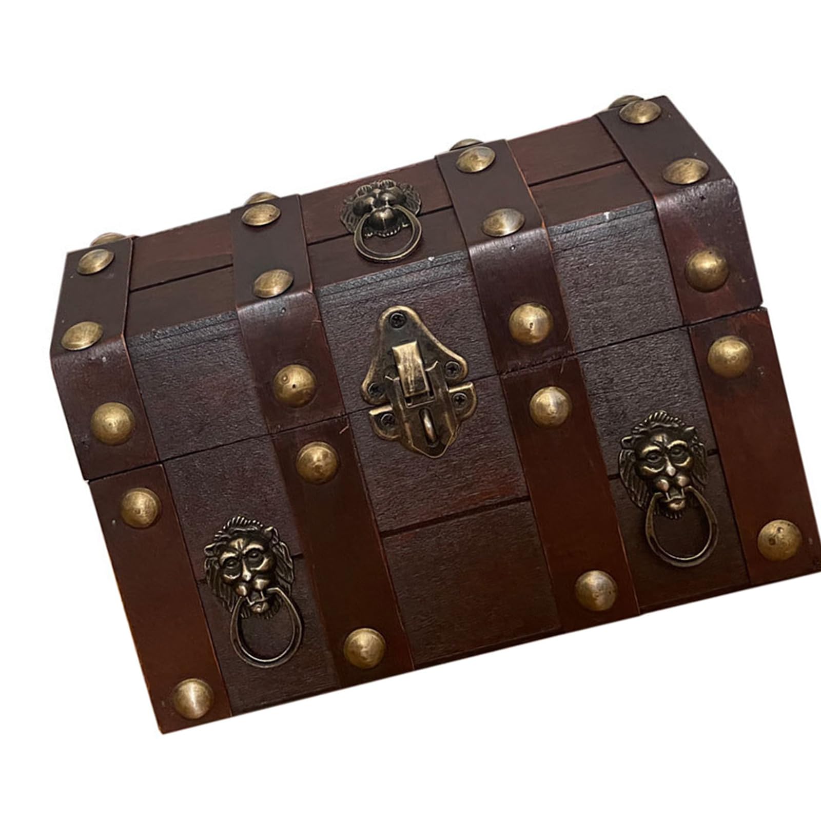Tsophreniq Wooden Treasure Chests Jewelry Storage Box with and Lid for Home Decoration and Collectibles Vintage Wooden Treasure Box
