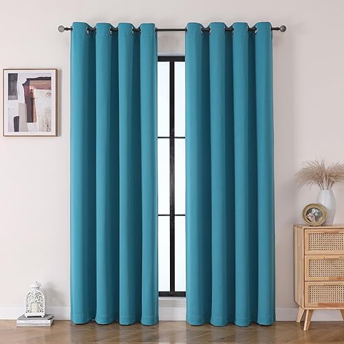 Miniatura 14 de Cortinas opacas con ojales para dormitorio y sala de estar, juego de 2 paneles con aislamiento térmico para oscurecer la habitación (gris hielo, 52