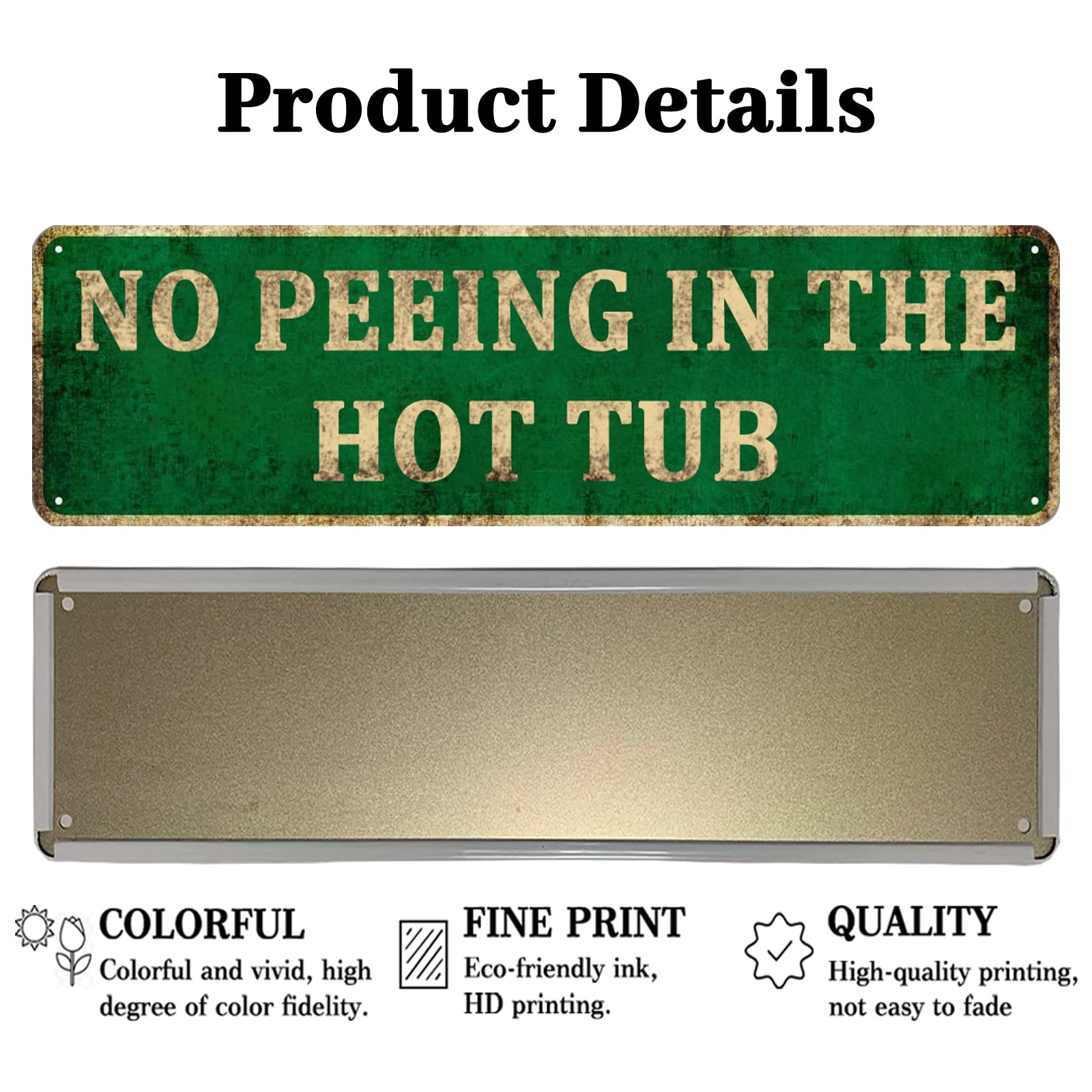 Targa In Latta KIOZIY Con Scritta 'No Peeing In The Hot Tub Rules' 10x40 Cm: Cartello Umoristico Vintage Per Bagno, Piscina, Doccia, Decorazione Divertente Per Casa - 2