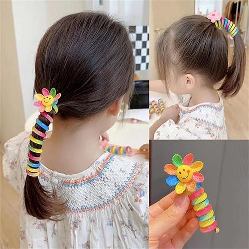 Miniatura 3 de Lazos para el pelo en espiral, cola de caballo, coloridas bandas de pelo de alambre para teléfono para niños, lazos de pelo en espiral 2023, cable