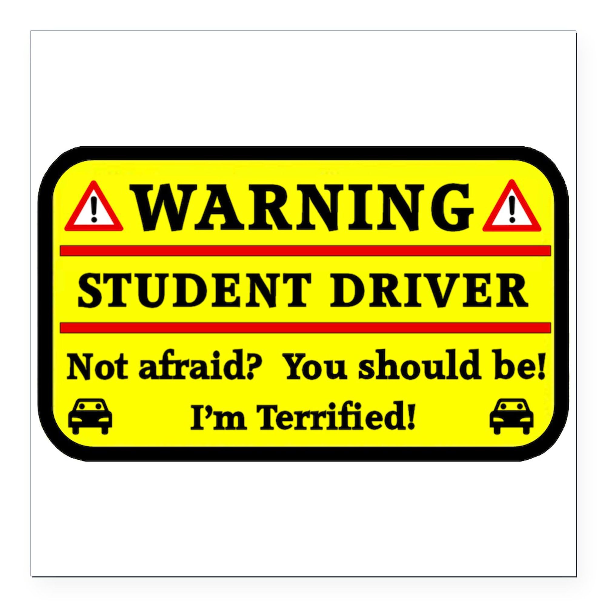 CafePress Warning Student Driver Square Car Magnet 3 X 3 Square Car Magnet, Magnetic Bumper Display