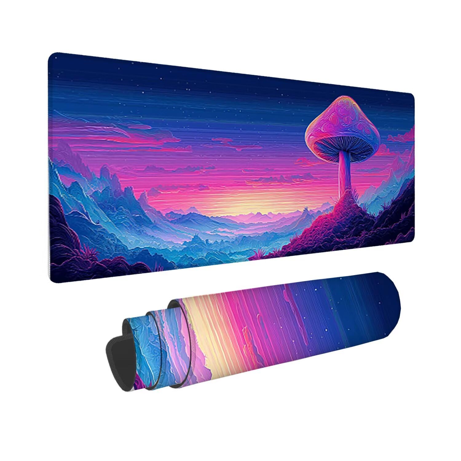 Podkładka pod mysz dla graczy, XXL, 1400 x 600 mm, wodoodporna i antypoślizgowa, duża podkładka na stół do biura i domu, poprawia precyzję i prędkość, akcesoria do gier (grzyb) V-581