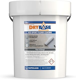 Drybase ECS Epoxy Floor Paint 5 Kg (Grey) - Waterproof Concrete Floor Paint for Garage, Kitchen or Industrial Factory