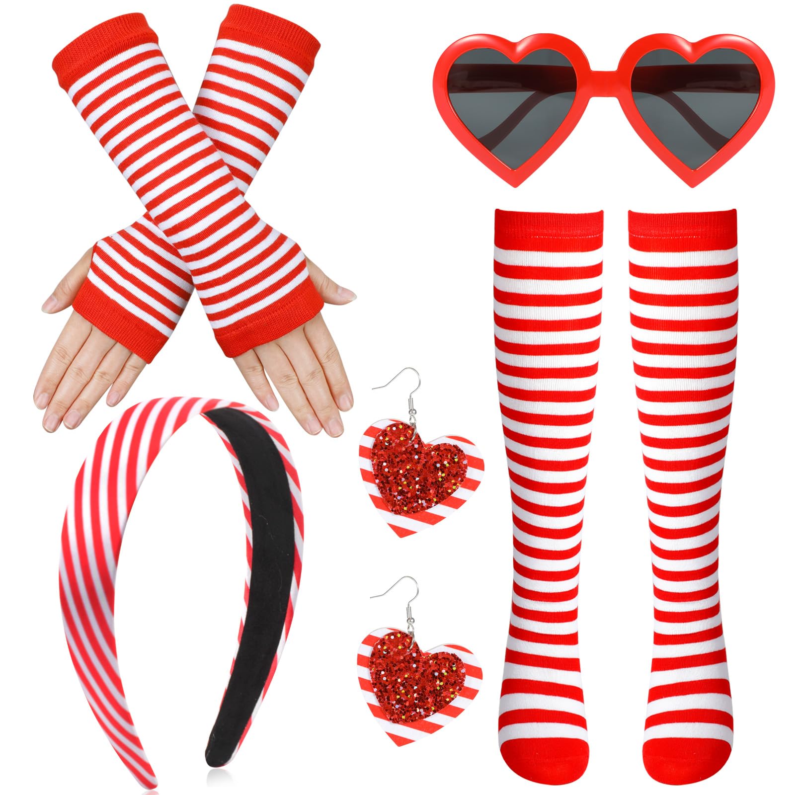 rote handschuhe fasching HOWAF Karneval Kostüm Köln Haarreif Rot Weiß, Handschuhe, Strümpfe, Herz Brille, Ohrringe für Kölner Rot Weiss Karneval Damen, Kölle Faschingskostüme, Frame Size:54(CM) Herbst Engel Baby-Fäustel/Fleecehandschuhe für 0-6