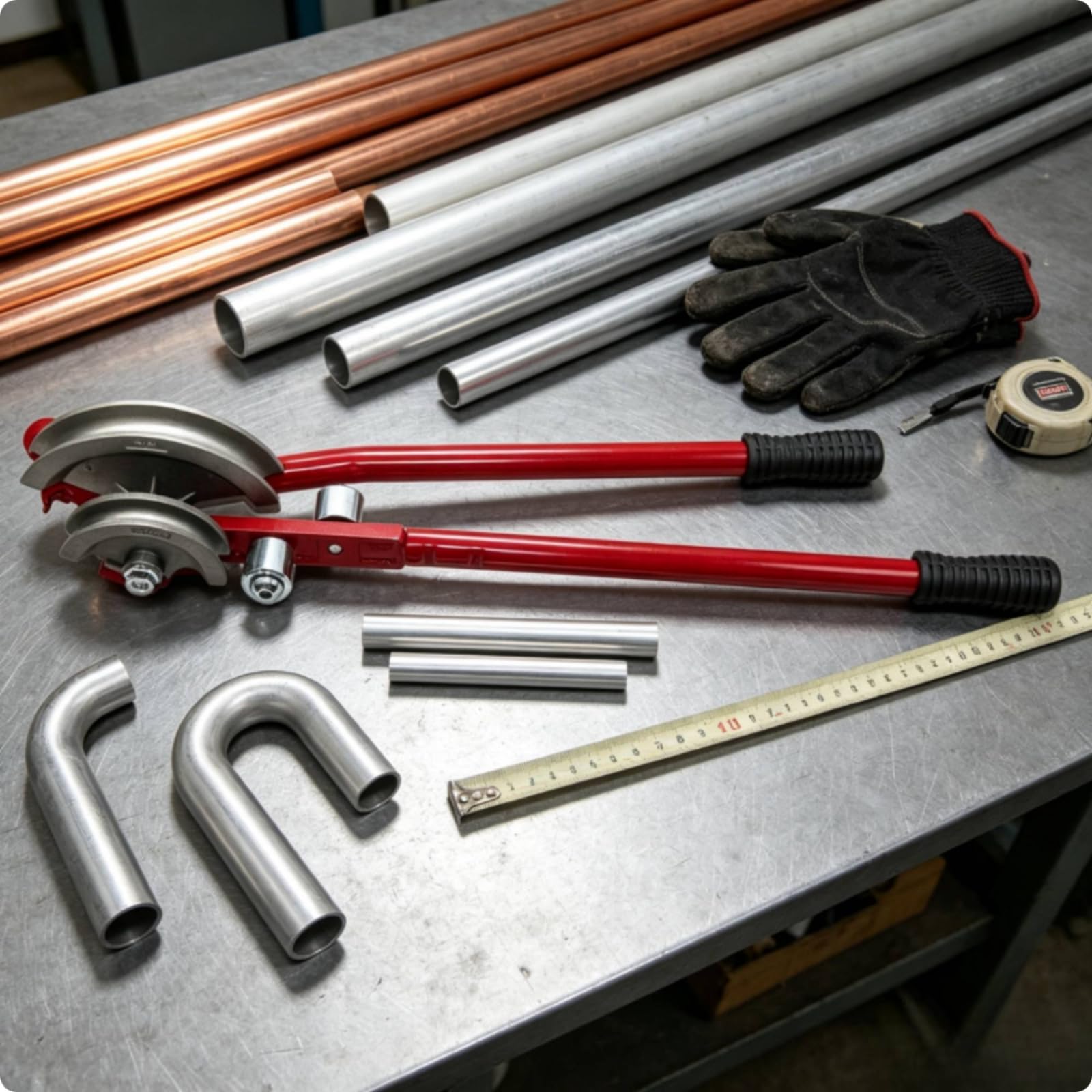 harayaa Rohrbieger Handgerät Rohrbiegegerät Rohrbiegevorrichtung Rohrbiegezange mit Rillenbacken 15mm 22mm Robustes Metallgestell mit Gummigriffen für