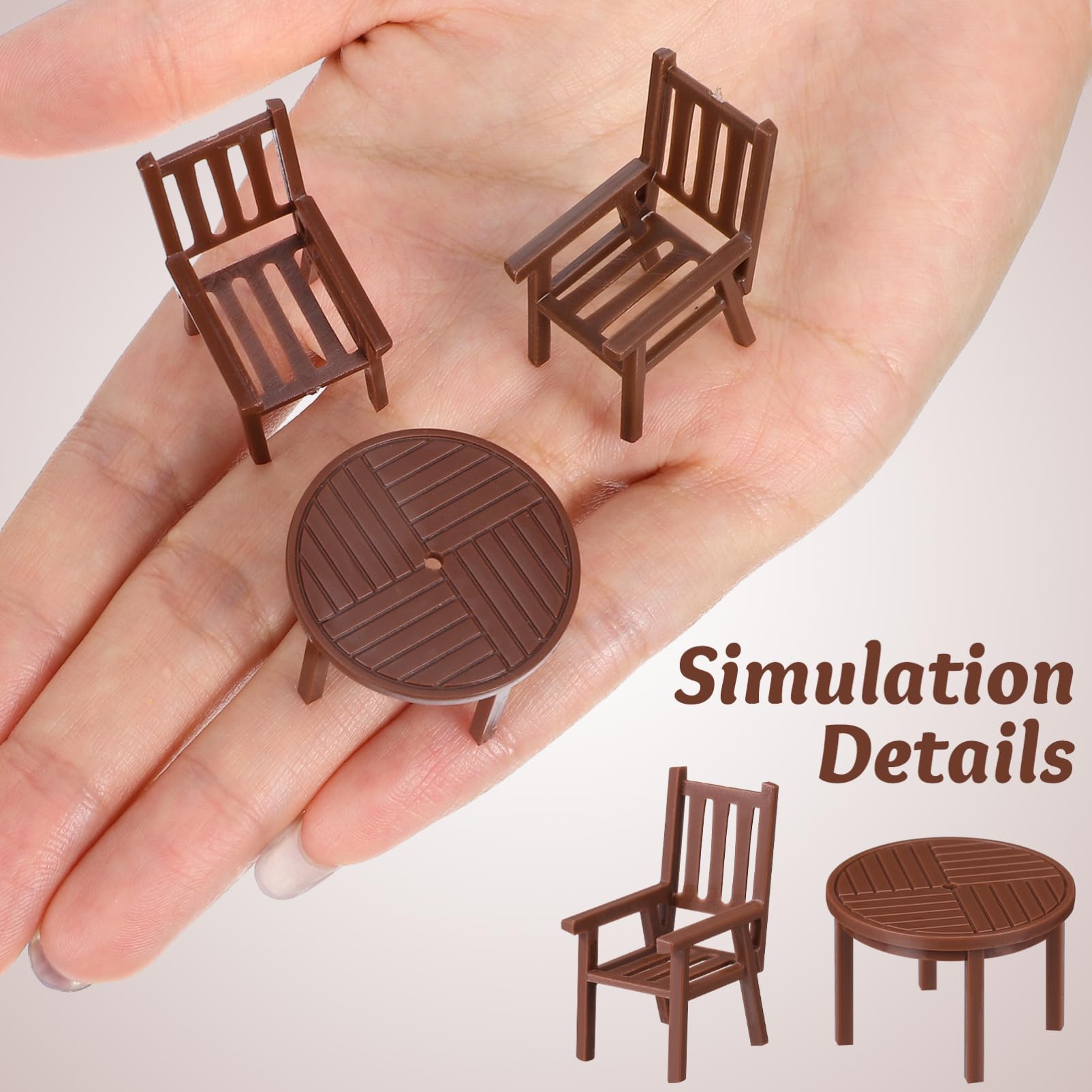 Set De Comedor En Miniatura Para Casa De Muñecas | Mesa Y Sillas De Plástico Con Vajilla | Tamaño Compacto 11x6,5x4,7 Cm | Juguete Educativo Y Decorativo