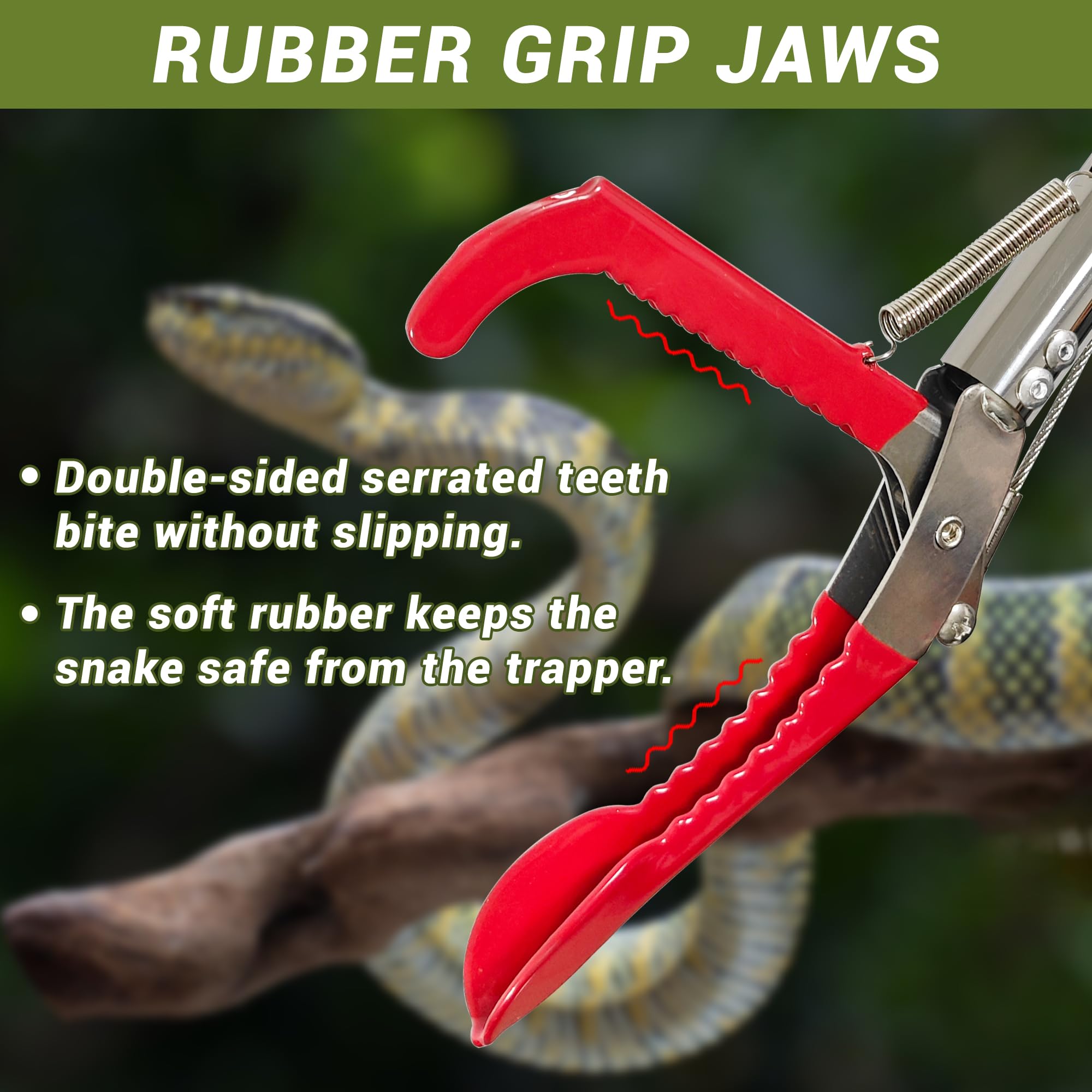 Pinzas profesionales para serpientes de 47 pulgadas, resistentes para reptiles, atrapasueños, herramienta de manejo de mandíbula ancha, herramienta de agarre plegable de acero inoxidable,