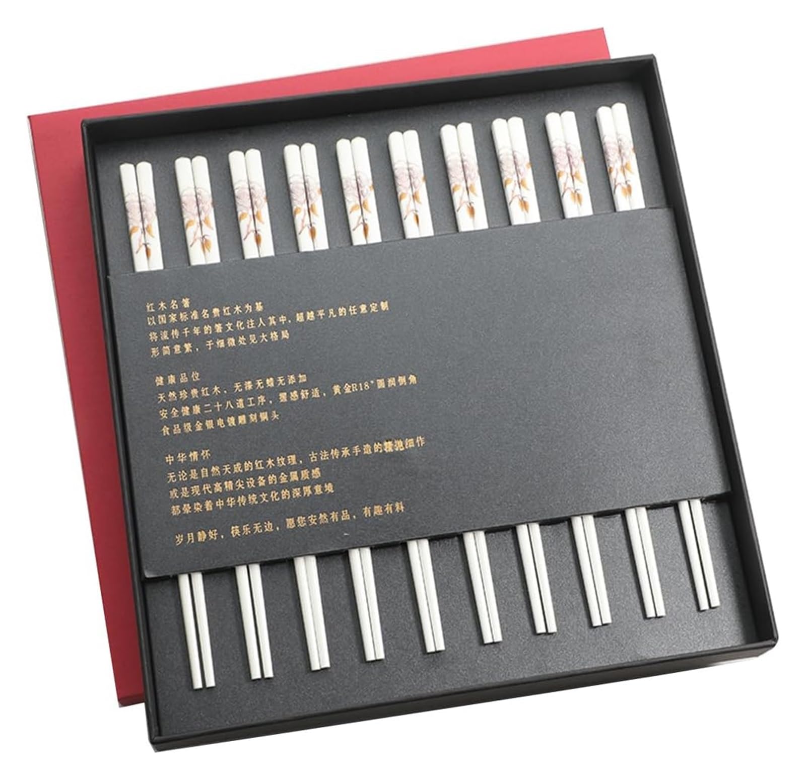 Baguettes en céramique, Coffret cadeau de baguettes réutilisables avec étui, en céramique d'os haute qualité x 10 paires(10 Pairs)