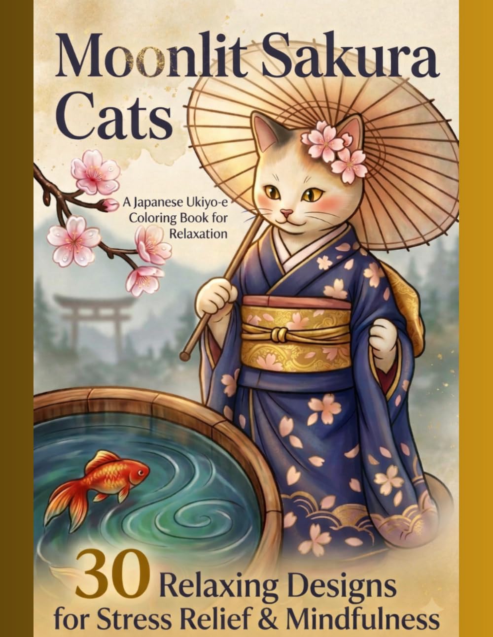 Moonlit Sakura Cats: A Japanese Ukiyo-e Coloring Book for Relaxation (Ukiyo-e Coloring Series)