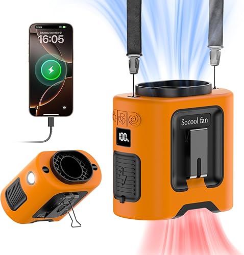 Socool - Ventilador de cintura portátil de 14500 mAh con rotación de 360, mini ventilador personal recargable con clip personal para camisa, 67 disponible en Yaxa Colombia