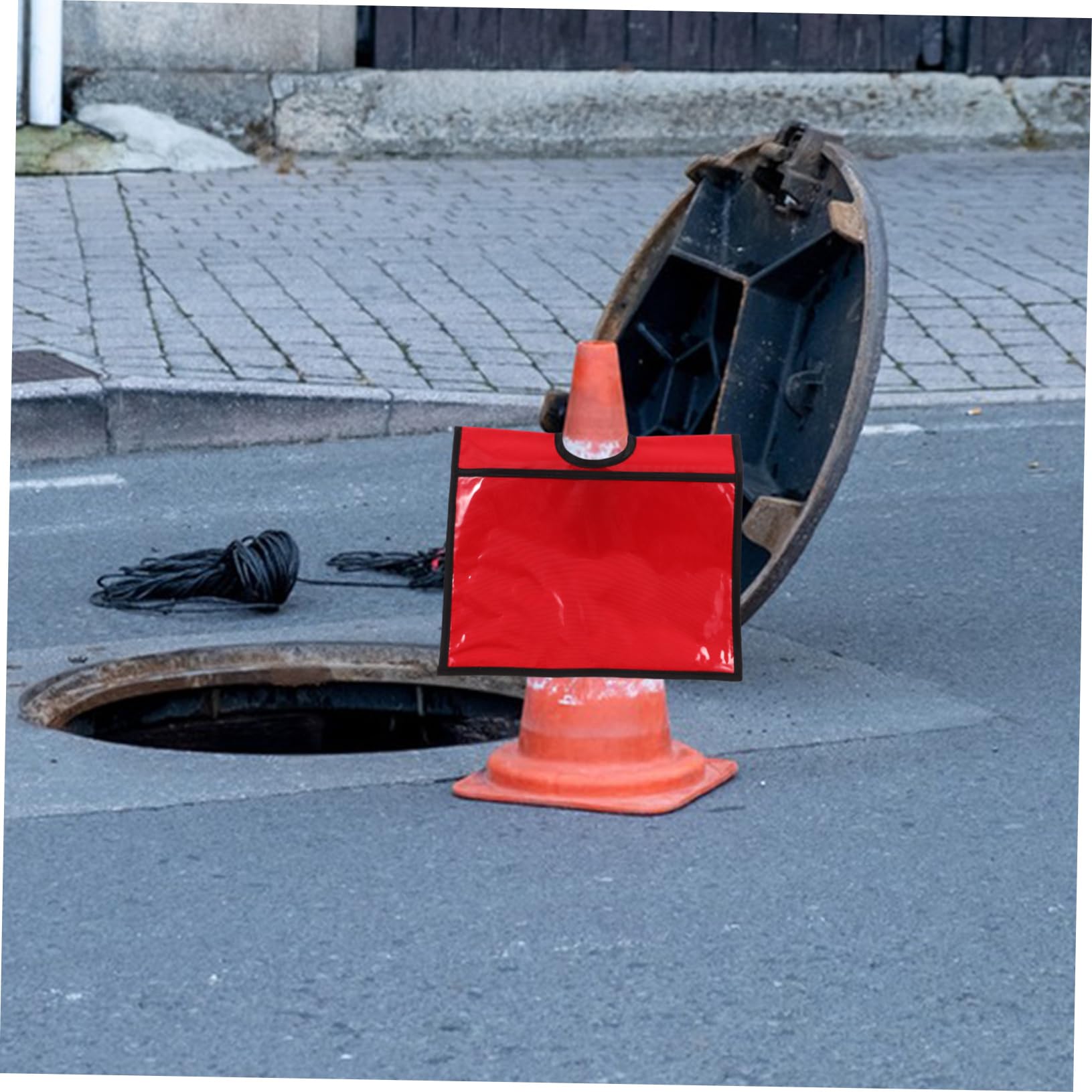 OSOLADY 2pcs Traffic Cone Warning Sign Number Cone Covers Traffic Cone Cover for Cushion Outdoor Cone Covers Sleeve for Traffic Cone Traffic Cone Covers with Pocket Red Pe