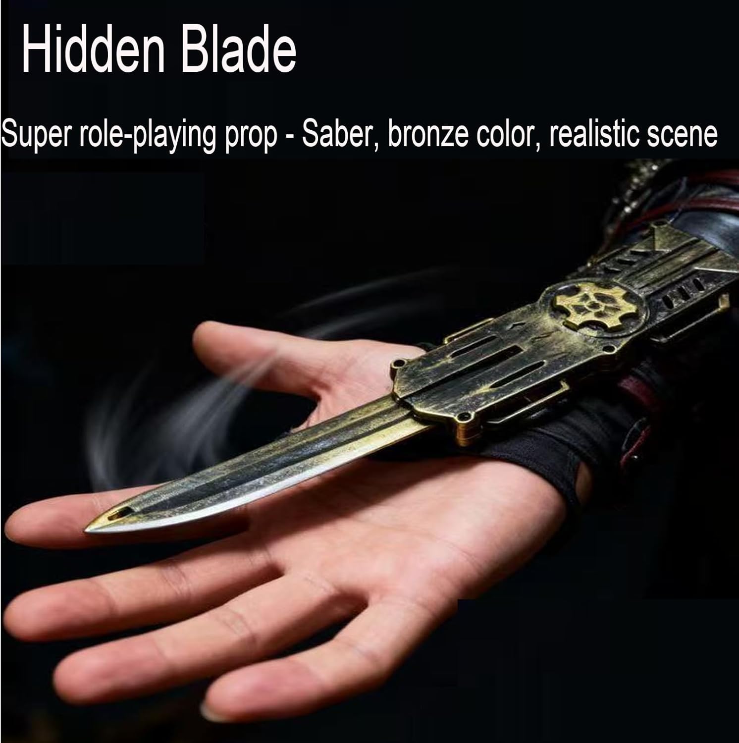 Hidden Blade， Hidden Weapons Cosplay Props 1:1 Replica，Hidden Sword，Black Flag 4 Edward,Bronze Gear Design