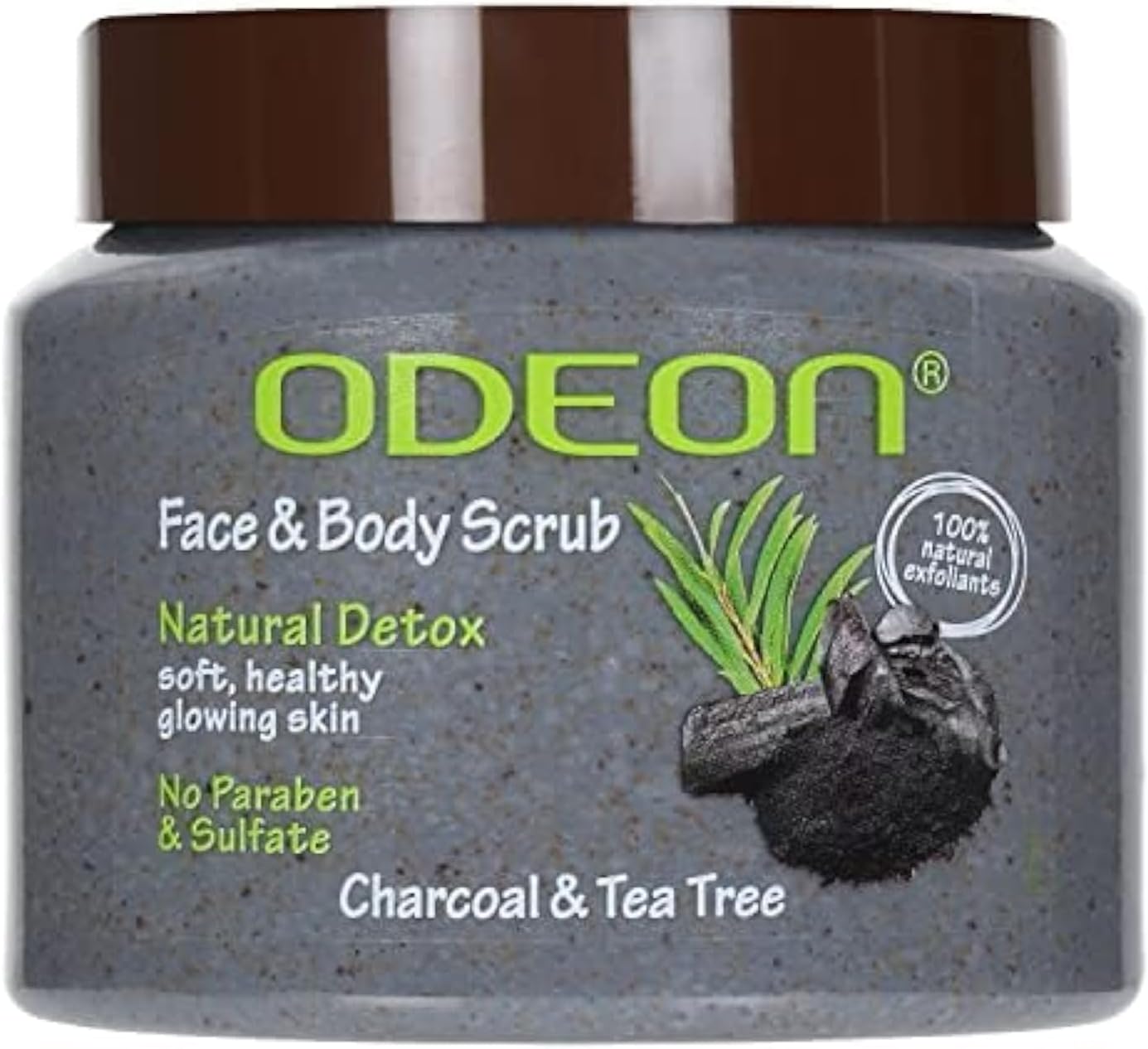 Charcoal & Tea Tree Oil Body Scrub (300ml) | Face Scrub for Oily Skin | Fight Odour & Bacteria | Gentle Exfoliating for Natural Detox, Soft & Glowing Skin