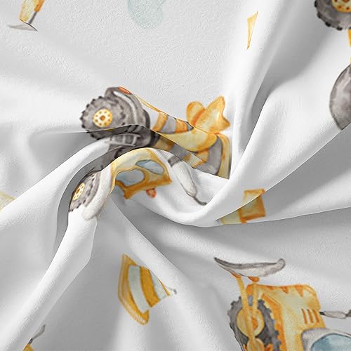 Miniatura 7 de BailiPromise Juego de sábanas de coche de dibujos animados para niños, juego de ropa de cama de vehículos de construcción amarillos para