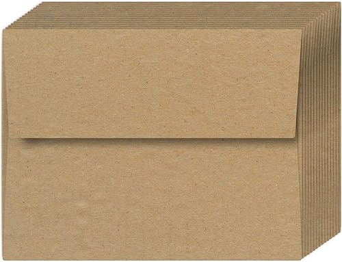 Sobres de invitación de papel kraft marrón A7 Grocer ideales para guardar saludos, tarjetas navideñas e invitaciones de boda, 70 libras con solapa