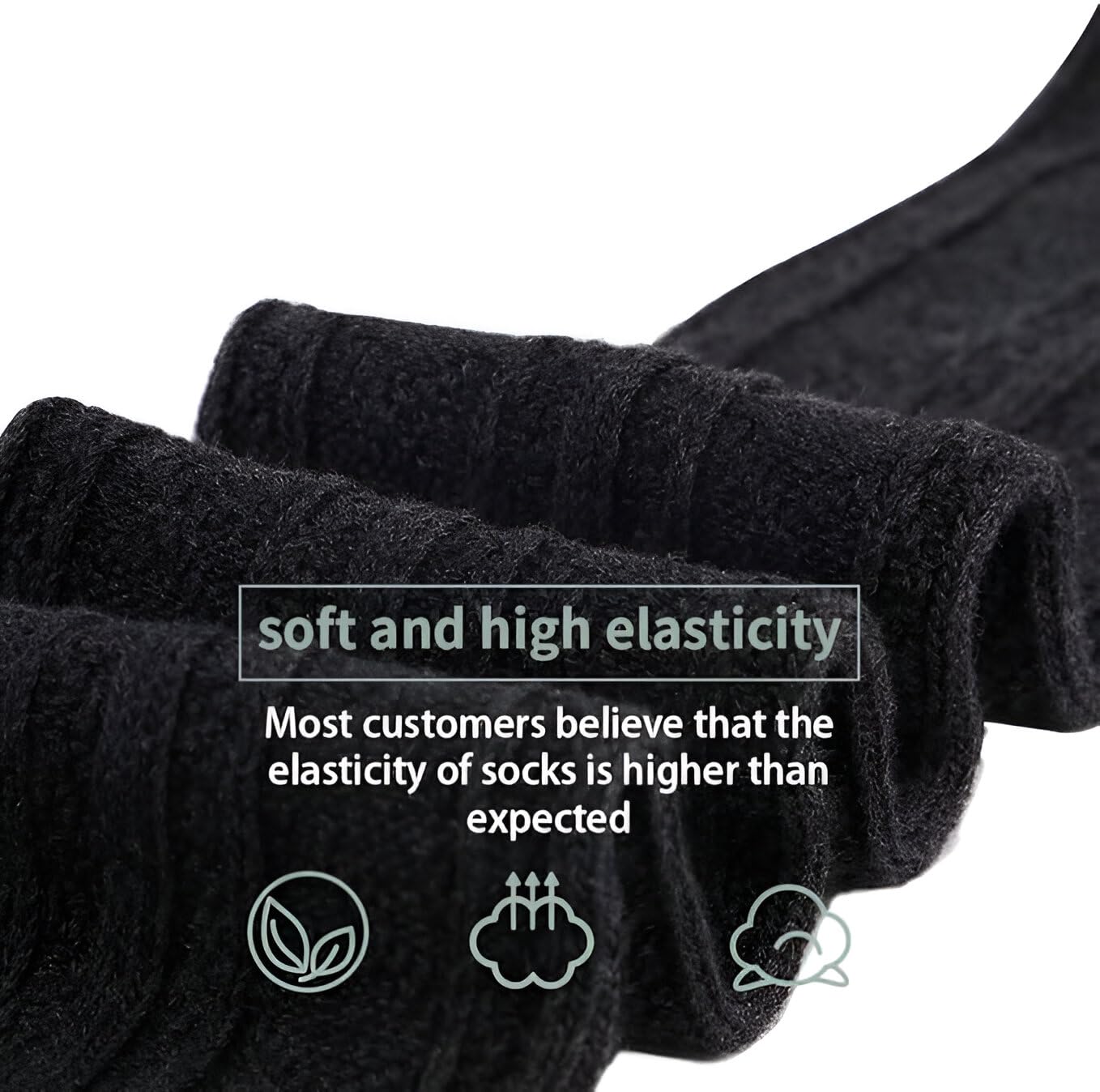 GHIME Woolen Socks for Women, Winter Wear Knee Length, Wool Warm Super Thigh Socks, Stocking Girls (Free Size,1 Pair) (IN, Alpha, Free Size, 1, Black - Green) - Image 5 thumbnail