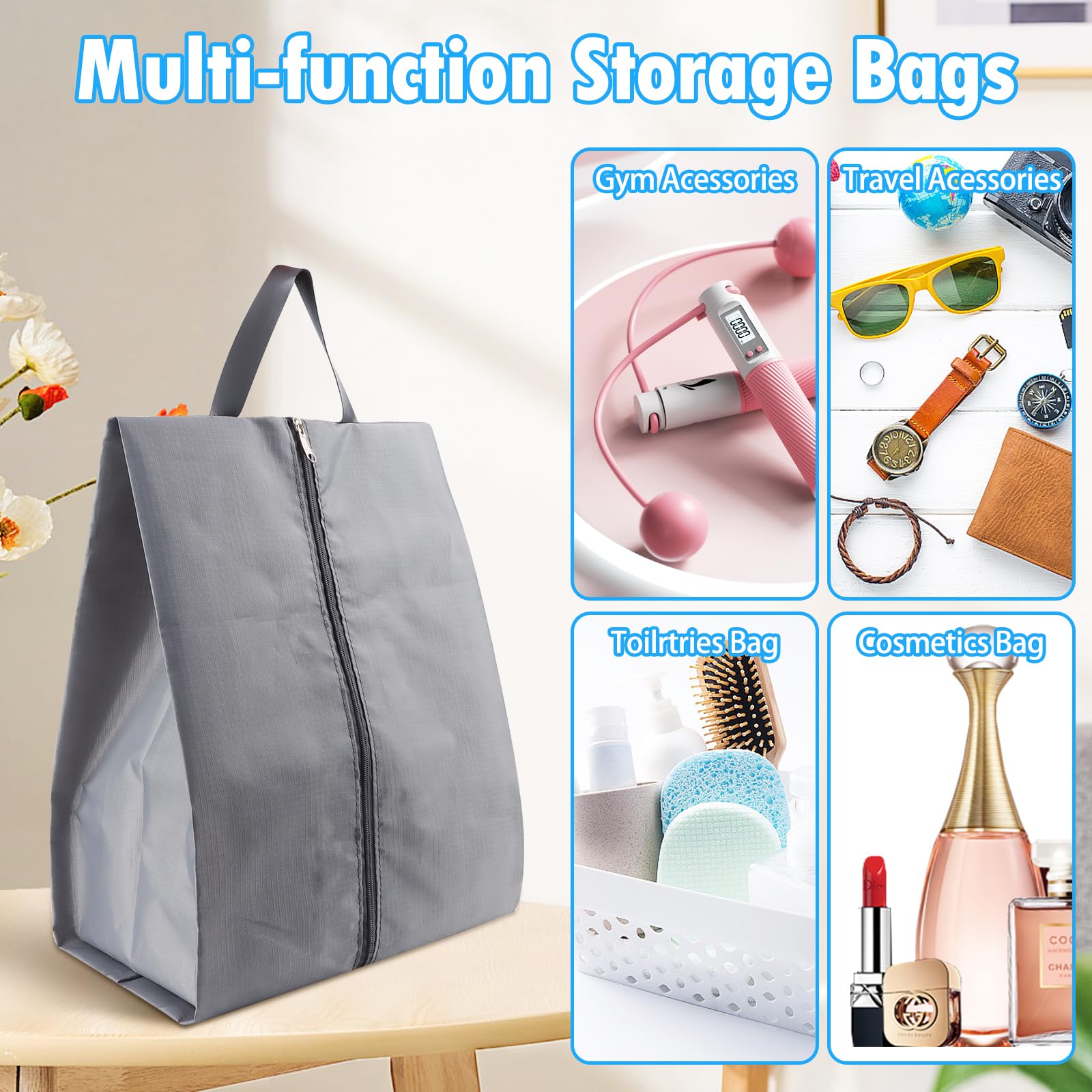 4 Sacche Per Scarpe Da Viaggio Impermeabili - Borsa Multiuso Per Scarpe, Vestiti, Trucco E Accessori - Foto 9