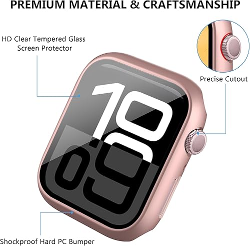 Miniatura 8 de Tiorecime Paquete de 28 fundas para Apple Watch Series 8 y 7 de 1.614in con protector de pantalla de vidrio templado, ultrafinas a prueba de golpes,