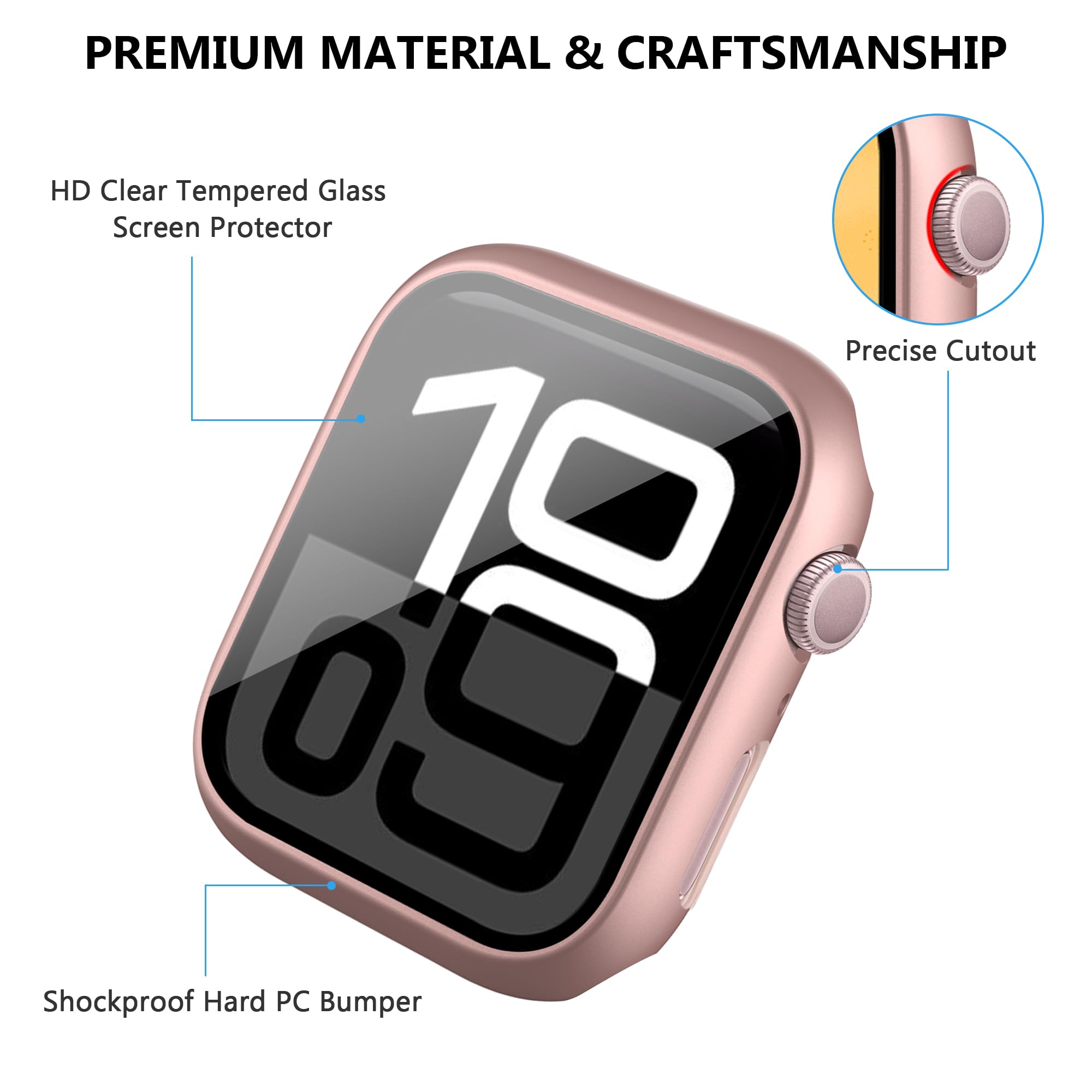 Lot de 28 coques pour Apple Watch Series 10 de 42 mm avec protection d'écran en verre trempé, coque de protection ultra fine et résistante aux chocs, en polycarbonate rigide, protection