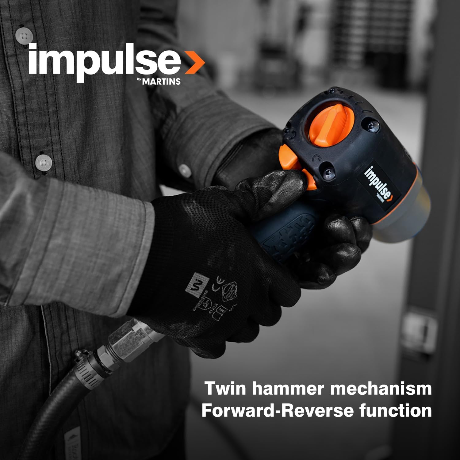 Impulse by MARTINS 1/2" Extended Anvil Impact Wrench, Max Torque 945 ft-lb, 8500 RPM, 2 Inches Extended Anvil, Super Light Weight Composite Body at 5.2 lb, 4-Speed