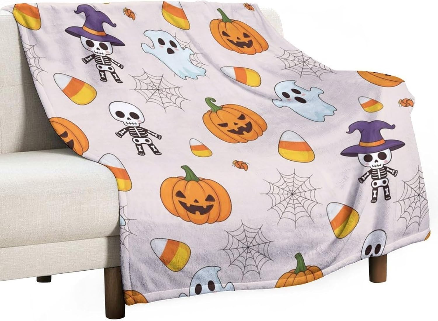 Throw Blanket Halloween Themed Characters Blankets Soft Warm Cozy Flannel Blankets for Couch Sofa Bed Livingroom Travel Home Decor 50"x60"