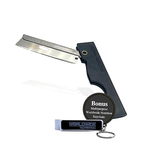 Derma-Safe - Maquinilla de afeitar plegable para supervivencia y kits de primeros auxilios, mini hoja de afeitar plegable de bolsillo, bisturí