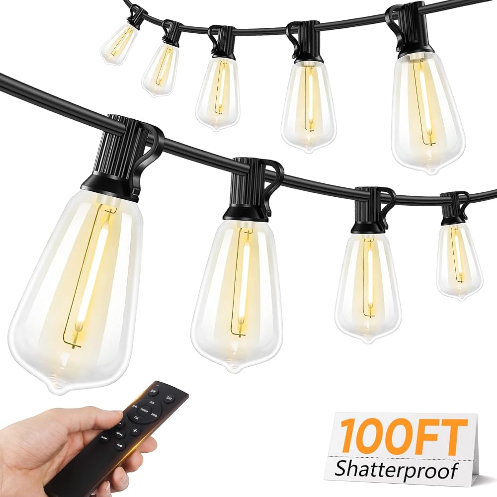 BRIGHTEVER 100Ft Led Outdoor String Lights
