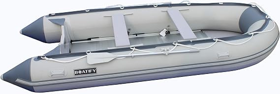 12.5 ft Inflatable Boat Raft Fishing Dinghy Pontoon Boat with Aluminum Floor