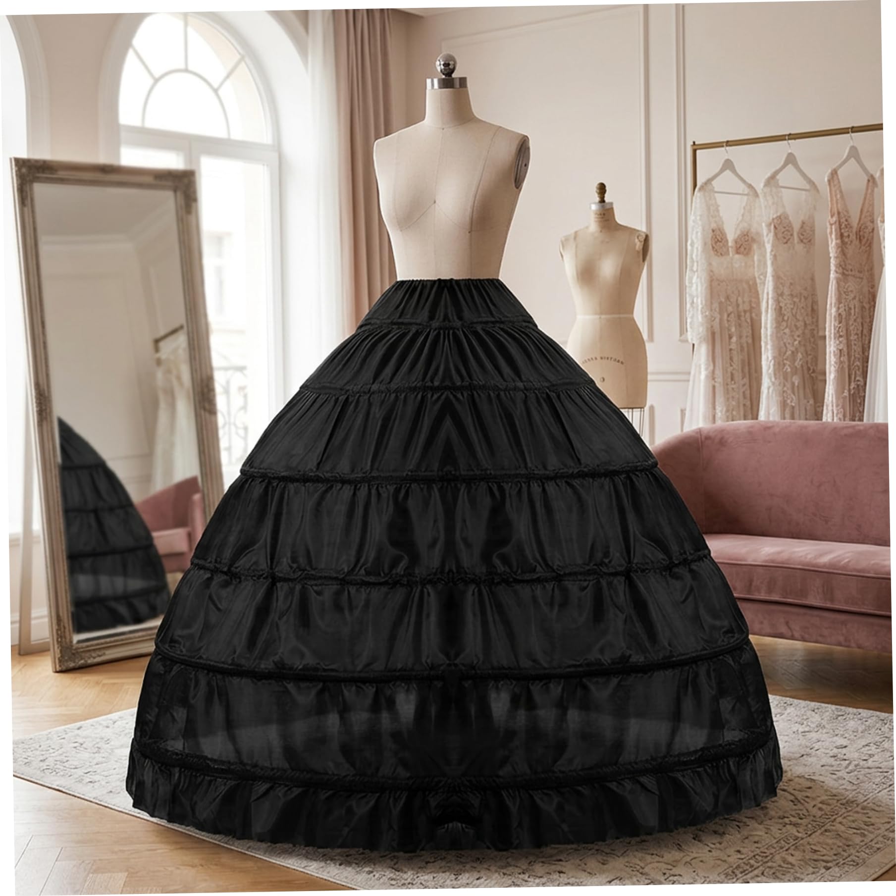 Jupon Crinoline pour Femme, Jupon à 6 cerceaux avec Cadre en Acier pour Une plénitude sous la Robe