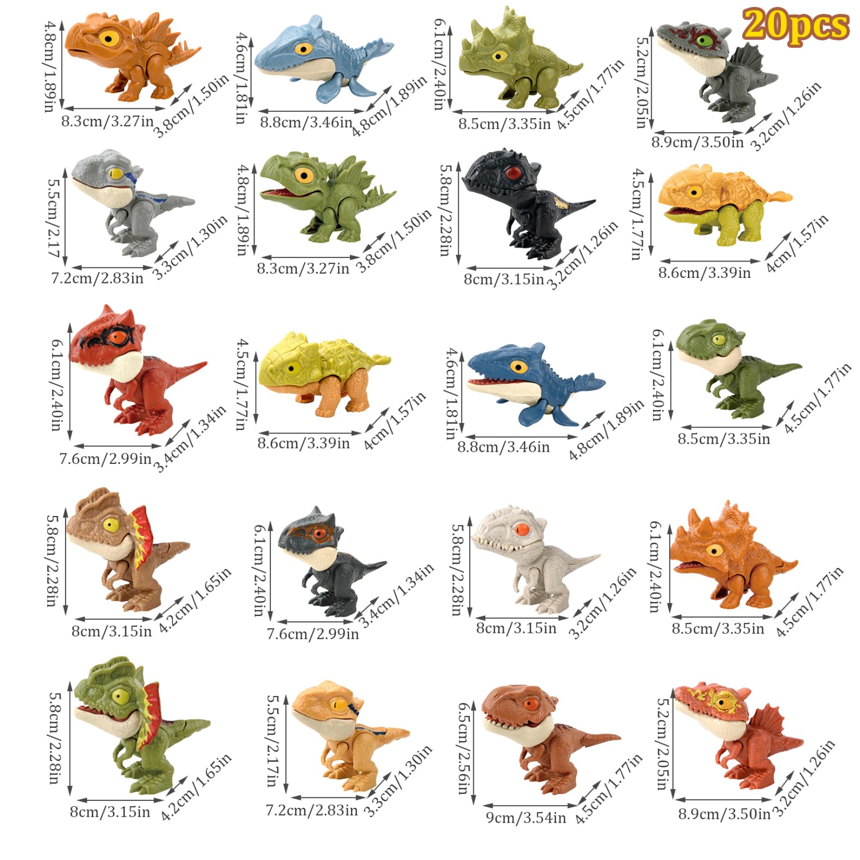 Set 20 Mini Figuras De Dinosaurios Con Articulación Móvil, Marionetas De Dedo Realistas De Plástico Para Juego Educativo Y Decoración, Regalo Para Niños 3+