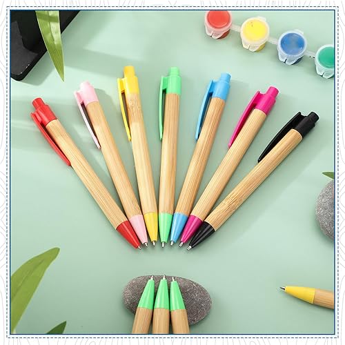 Miniatura 5 de Seajan 80 bolígrafos de bambú para estudiantes 2025, suministros de regreso a clases, grabado a granel, bolígrafo retráctil de madera, tinta negra,