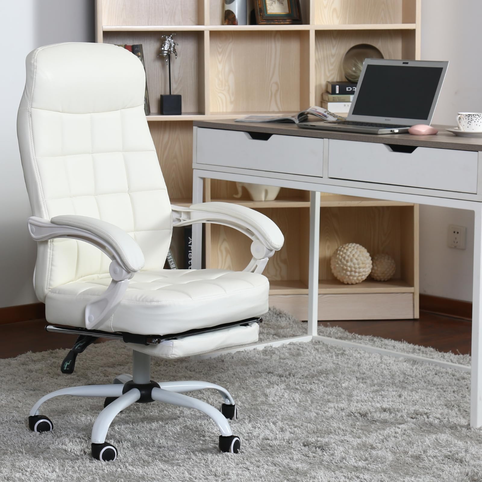 Amazon.co.jp: LEOVOL オフィスチェア 白 ゲーミングチェア ホワイト